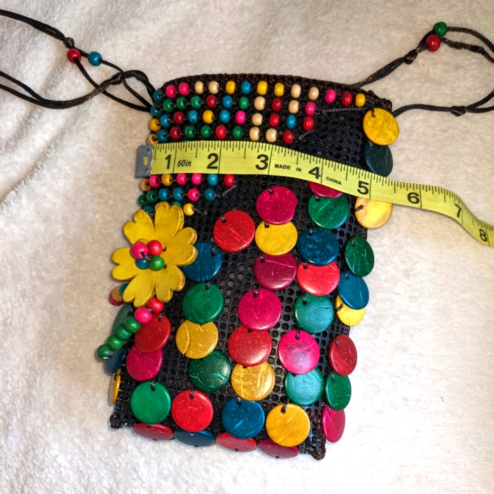 Multi-colored Coconut Shell Beaded Crossbody Purse (Small) - Picture 6 of 8